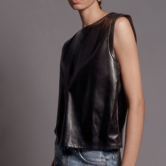 Anthropologie Tops - Anthropologie Porridge Faux Black Leather Top Small